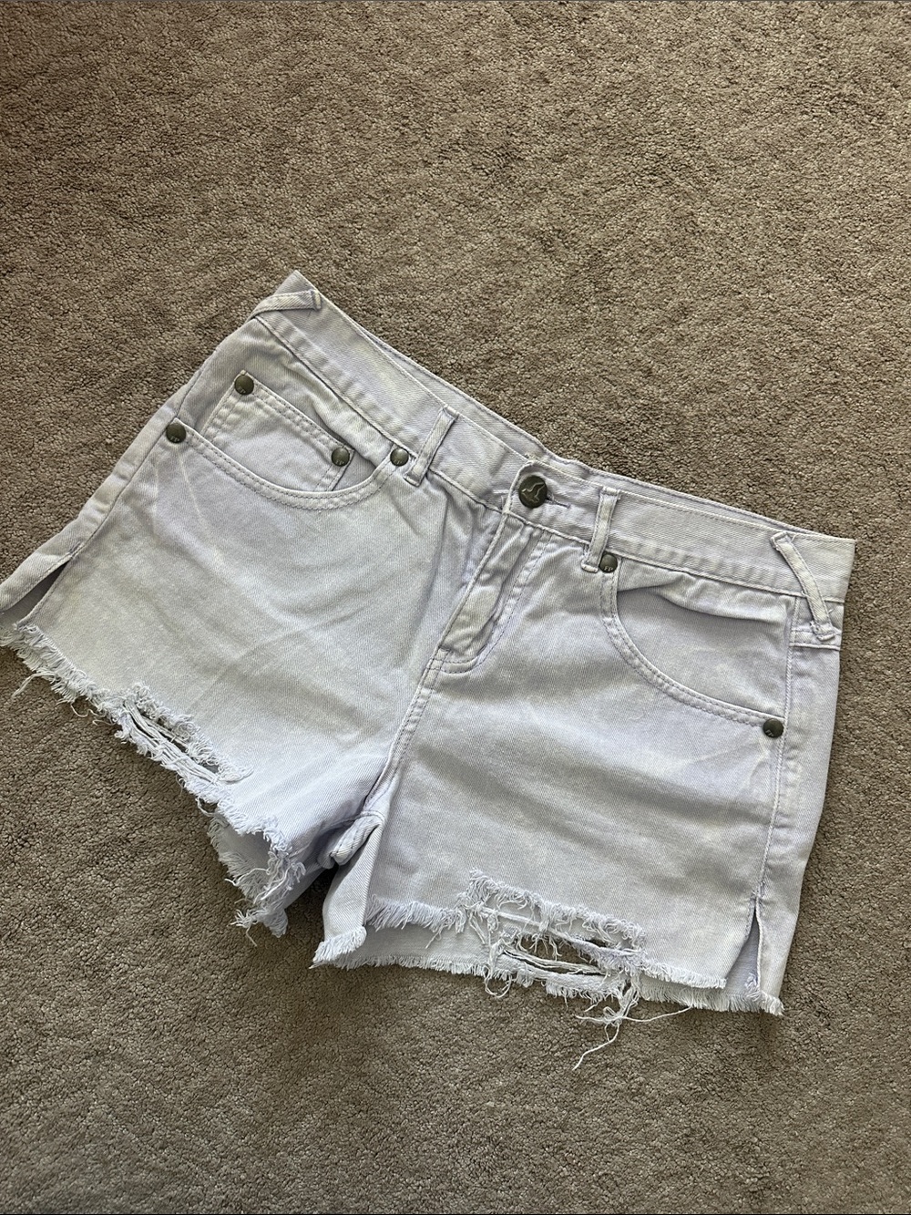 Free People Distressed Lavender Shorts
